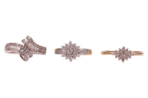 Lot 47 - Three diamond-set rings, two in 9ct yellow...