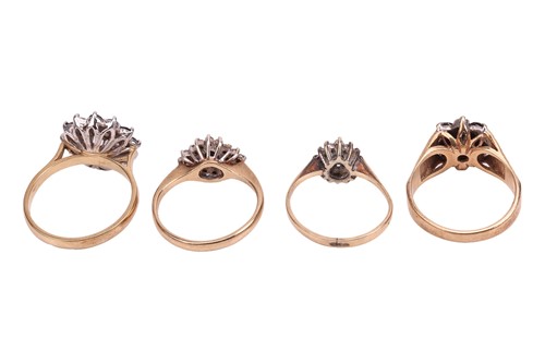 Lot 51 - Four sapphire & diamond rings in 9ct gold, all...