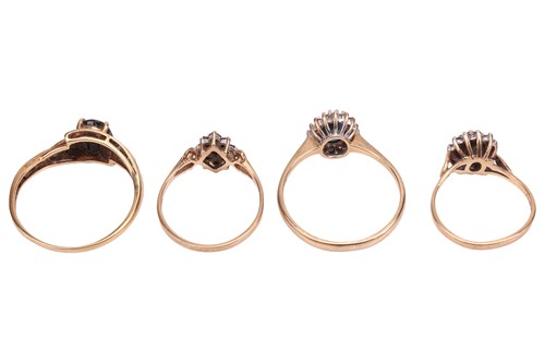 Lot 45 - Four sapphire & diamond rings, three of...