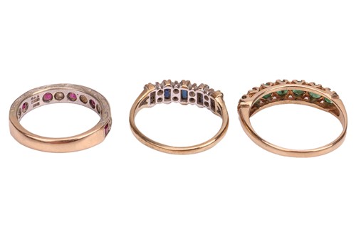 Lot 57 - Three gem-set rings, comprising an emerald...
