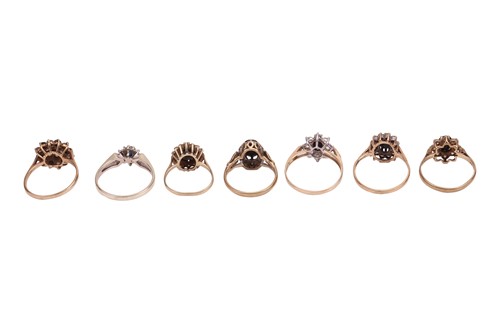 Lot 68 - A group of seven sapphire and cubic zirconia...