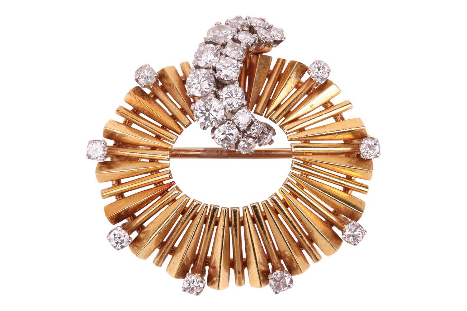 Lot 99 - A diamond-set brooch in 18ct gold, in the form...