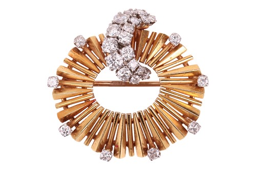 Lot 99 - A diamond-set brooch in 18ct gold, in the form...