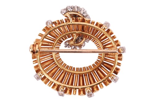 Lot 99 - A diamond-set brooch in 18ct gold, in the form...