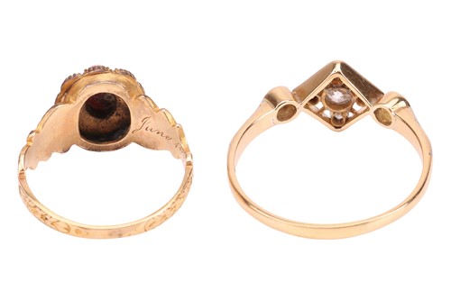 Lot 23 - A Victorian mourning ring and a diamond panel...