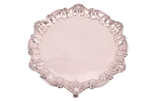 Lot 412 - A Victorian silver salver, by Barker Brothers,...