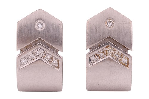 Lot 181 - A pair of diamond-set hoop earrings; of...