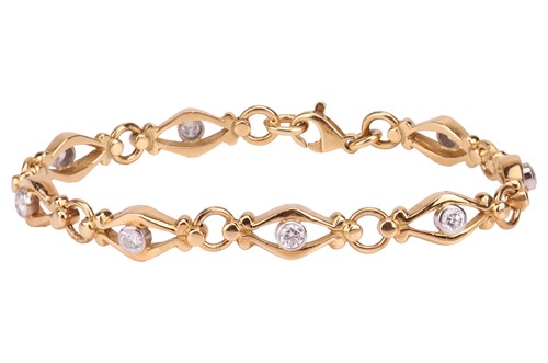 Lot 261 - A diamond-set fancy link bracelet in 18ct gold,...