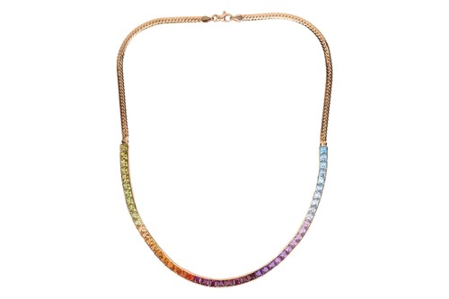 Lot 229 - A multi-gem ‘Rainbow’ necklace, featuring a...