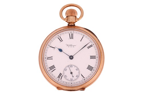 Lot 253 - Waltham – 9ct Gold Open Face Pocket Watch...