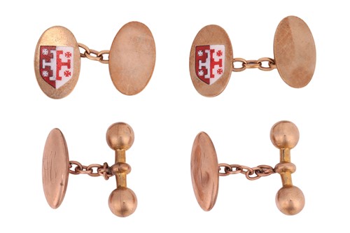 Lot 115 - Two pairs of cufflinks, 1st) composed of two...