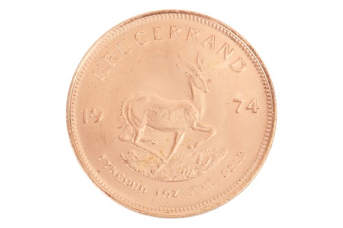 Lot 233 - A South African 1oz gold Krugerrand, dated 1974.