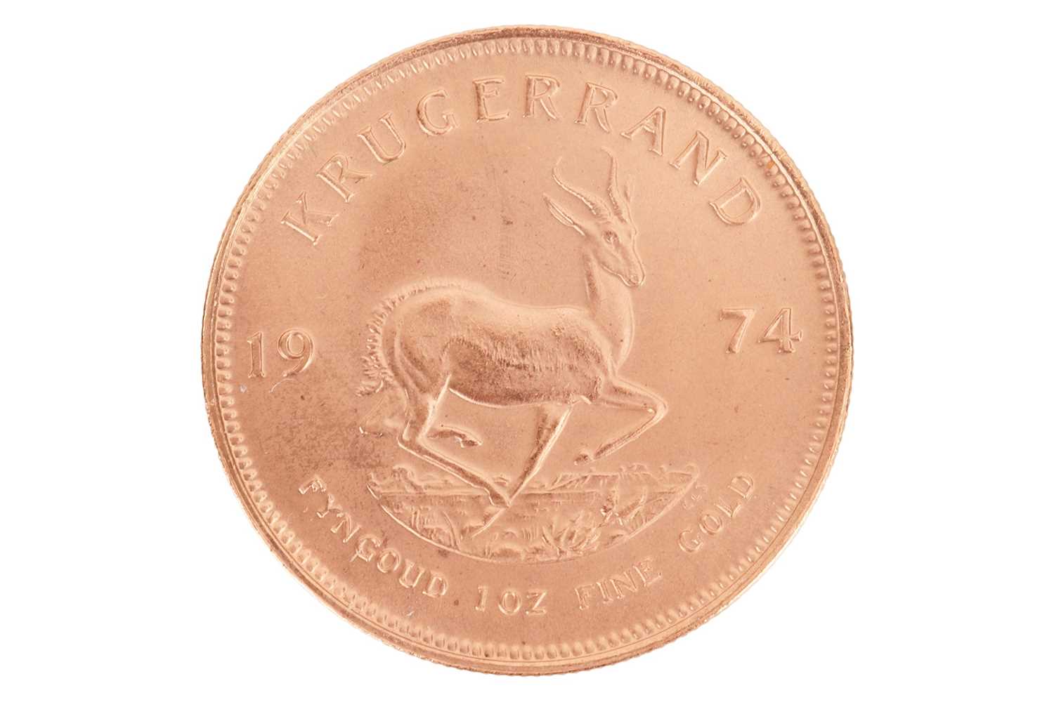 Lot 250 - A South African 1oz gold Krugerrand, dated 1974.