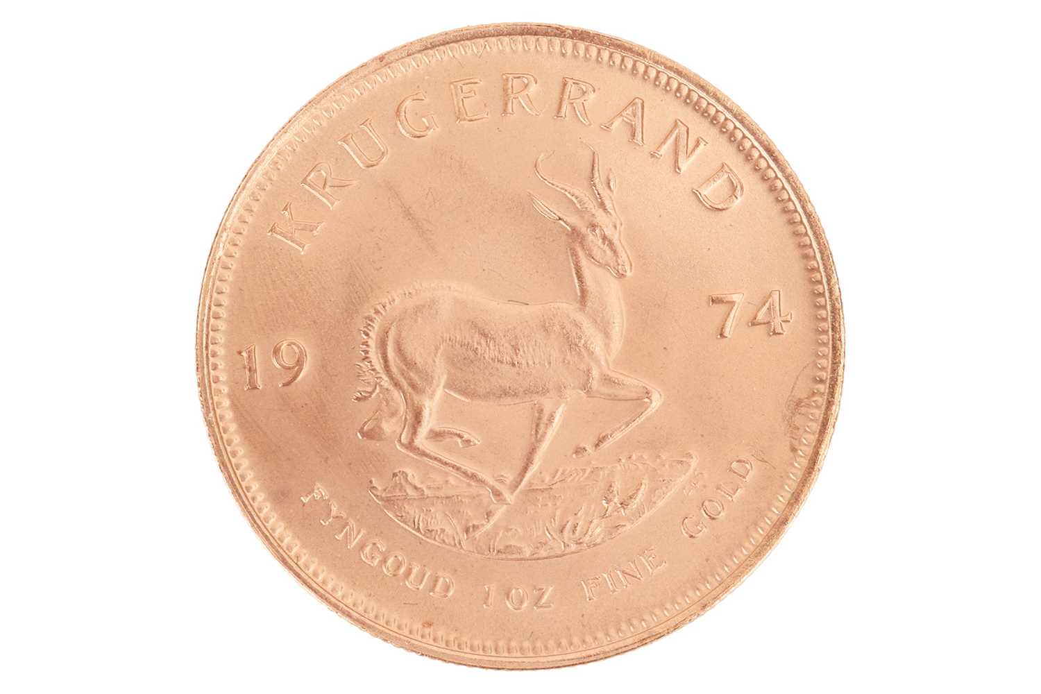 Lot 255 - A South African 1oz gold Krugerrand, dated 1974.