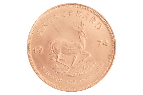Lot 255 - A South African 1oz gold Krugerrand, dated 1974.