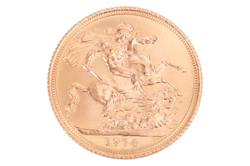 Lot 245 - A 1974 full Sovereign, Elizabeth II, dated...