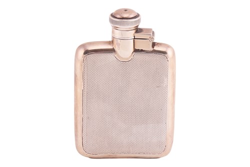 Lot 290 - A small silver hip flask, of curved...