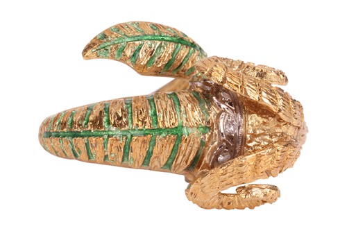 Lot 93 - A bangle and a ring of rams head motif design,...