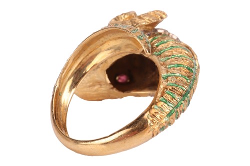 Lot 93 - A bangle and a ring of rams head motif design,...