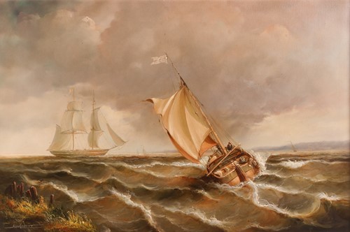 Lot 68 - Jean Laurent (20th Century) Sailing off the...