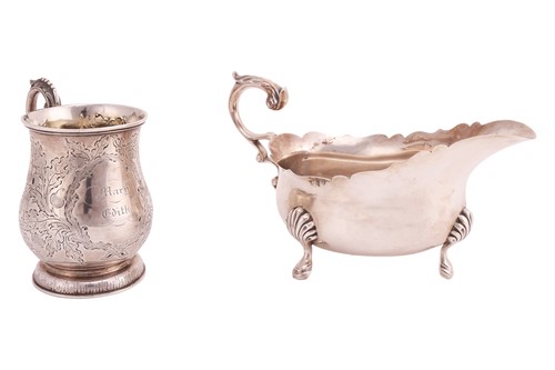 Lot 288 - A silver sauce boat of Georgian design, London...