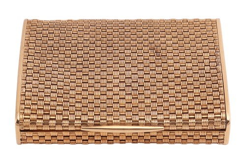 Lot 259 - A basket-weave cigarette case, of a curved...