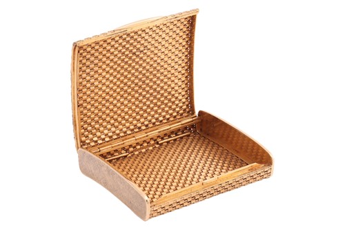 Lot 259 - A basket-weave cigarette case, of a curved...