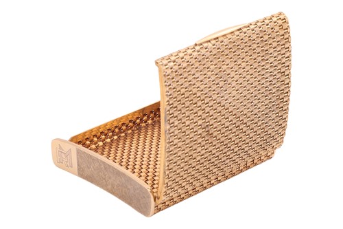 Lot 259 - A basket-weave cigarette case, of a curved...