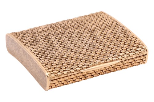 Lot 259 - A basket-weave cigarette case, of a curved...