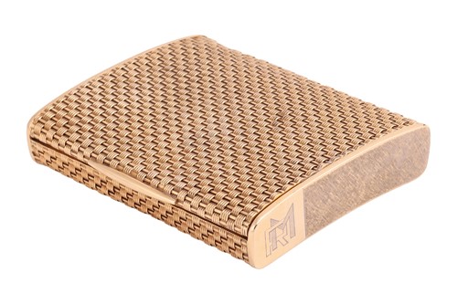 Lot 259 - A basket-weave cigarette case, of a curved...