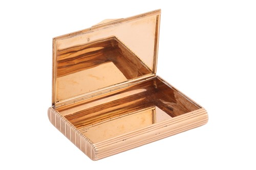 Lot 258 - A cigarette case in 14ct gold, of reeded...