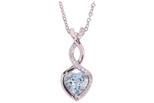 Lot 123 - An aquamarine and diamond pendant necklace by...