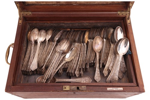 Lot 281 - A part-canteen of dognose pattern silver...
