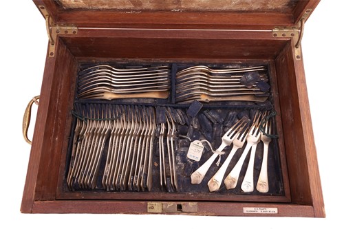 Lot 281 - A part-canteen of dognose pattern silver...
