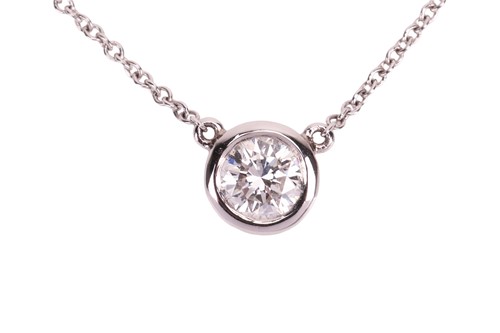 Lot 130 - A diamond single-stone pendant necklace, the...