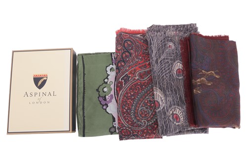 Lot 292 - Five various scarves, to included a box...