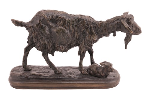 Lot 112 - Emmanuel Frémiet (French 1824-1910) Goat and...