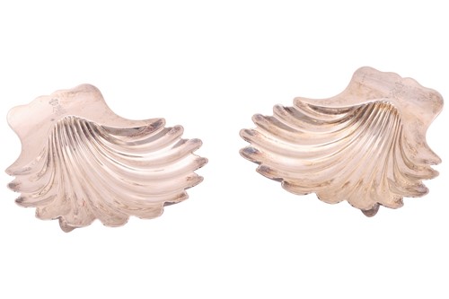 Lot 341 - A pair of George II silver butter shells, of...