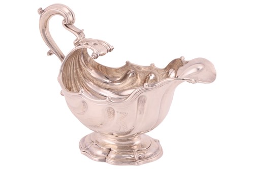 Lot 316 - A George II heavy-weight silver sauceboat,...