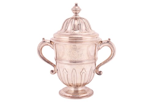 Lot 360 - A large George II twin-handled cup and cover,...