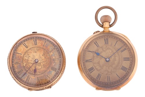 Lot 81 - Two open face pocket watches, both 38mm in...