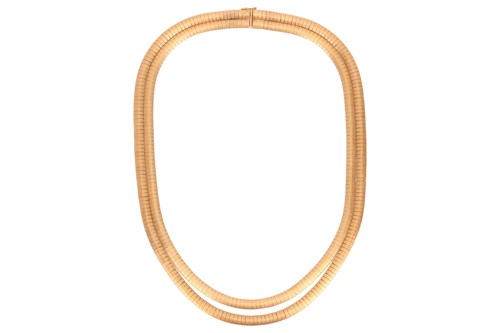Lot 78 - A two row bib necklace, the necklace...
