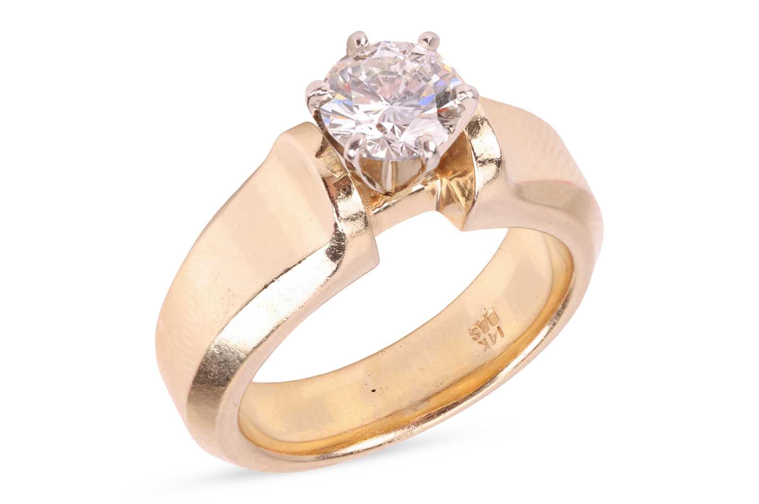 Lot 96 - A diamond solitaire ring, featuring a central...