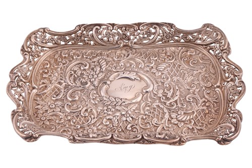 Lot 272 - A silver repoussework dressing table tray,...