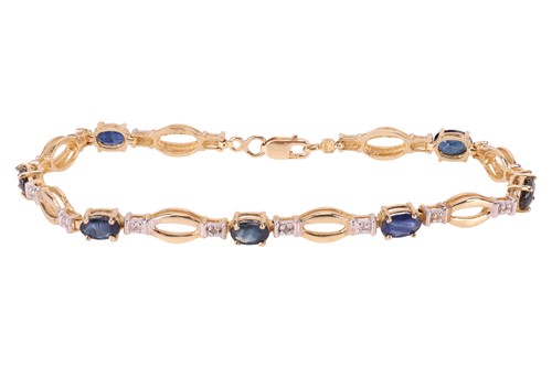 Lot 88 - A sapphire-set bracelet, composed of oval...