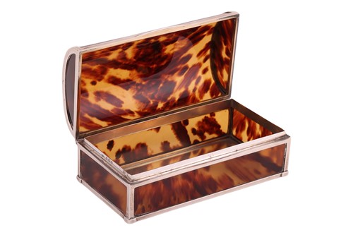 Lot 270 - A silver-mounted tortoishell jewellery casket,...