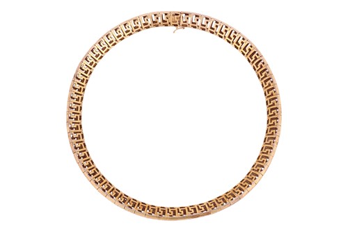 Lot 92 - A diamond-set Greek Key collar necklace, the...