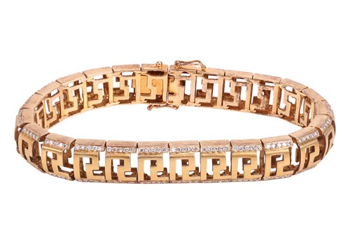 Lot 90 - A diamond-set Greek Key bracelet, the...