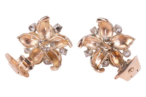 Lot 74 - A Mid-Century diamond brooch and earring set,...