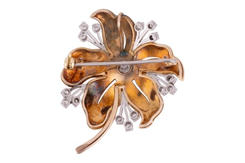 Lot 74 - A Mid-Century diamond brooch and earring set,...